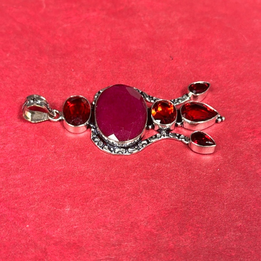 Ruby & Garnet Silver Pendant - image 5